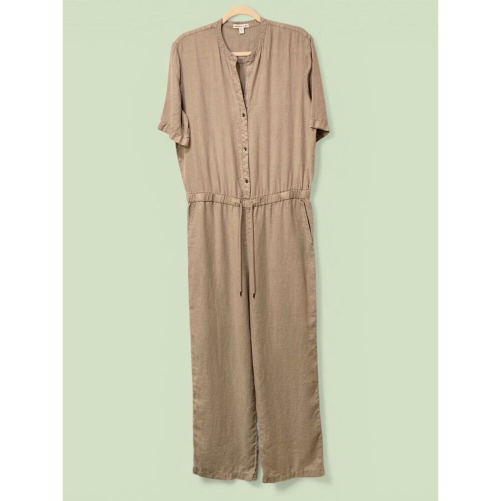 James Perse Los Angeles Sage Green Jumpsuit - 100% Linen - Size 3 (Large)